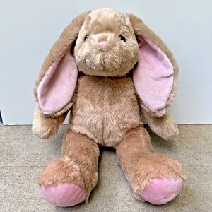 Build A Bear Brown Bunny Rabbit Plush Stuffed Animal Pink Ears Feet 15" Easter